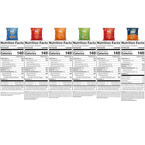 SunChips 100% Whole Grain Chips, Variety Pack, 1 oz Bags, Pack of 21, No Artificial Flavors, No Colors from Artificial Sources