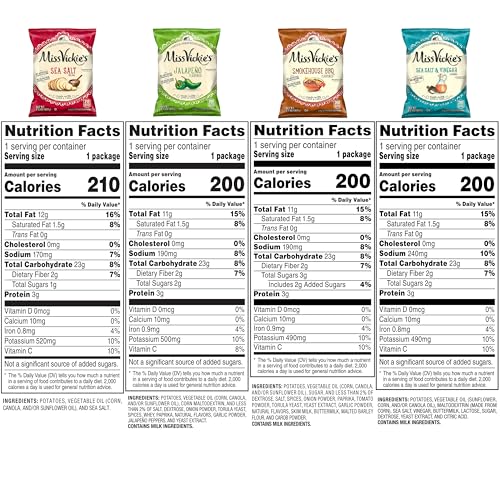 Miss Vickie's Kettle Cooked Potato Chips, Variety Pack, 1.375 Ounce (Pack of 28)