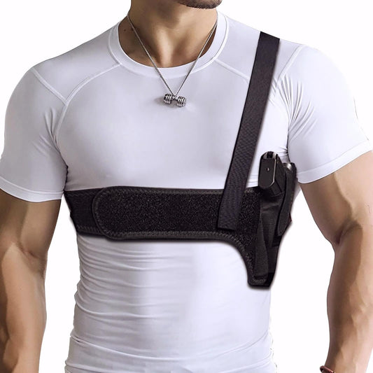 Quick Draw Shoulder Holster - Belly Band Holster for Everyday Comfortable Concealed Carry for Small, Compact and Other Similar Gear, Right Handed, Black 39"