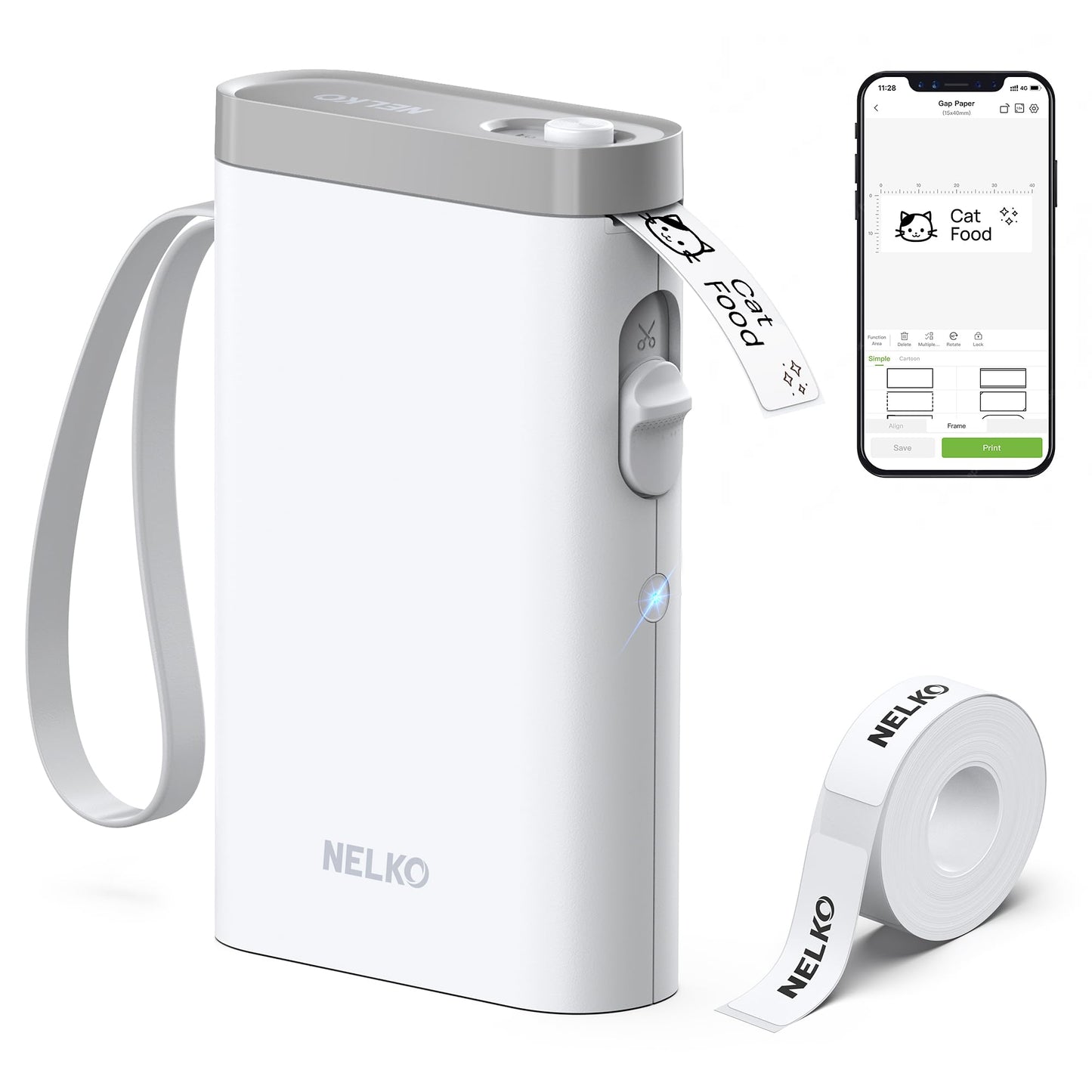 Nelko Label Maker Machine with Tape, P21 Bluetooth Label Printer, Wireless Mini Label Makers with Multiple Templates for School Office Home, White