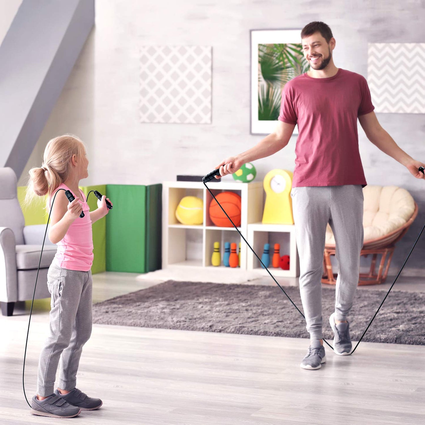 Jump Rope, Tangle-Free Rapid Speed Jumping Rope Cable with Ball Bearings for Women, Men and Kids, Adjustable Foam Handles Steel Jump Ropes for Fitness