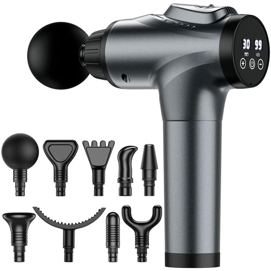 APHERMA Massage Gun, Muscle Massage Gun for Athletes Handheld Electric Deep Tissue Back Massager, Percussion Massage Device for Pain Relief with 30 Speed Levels 9 Heads