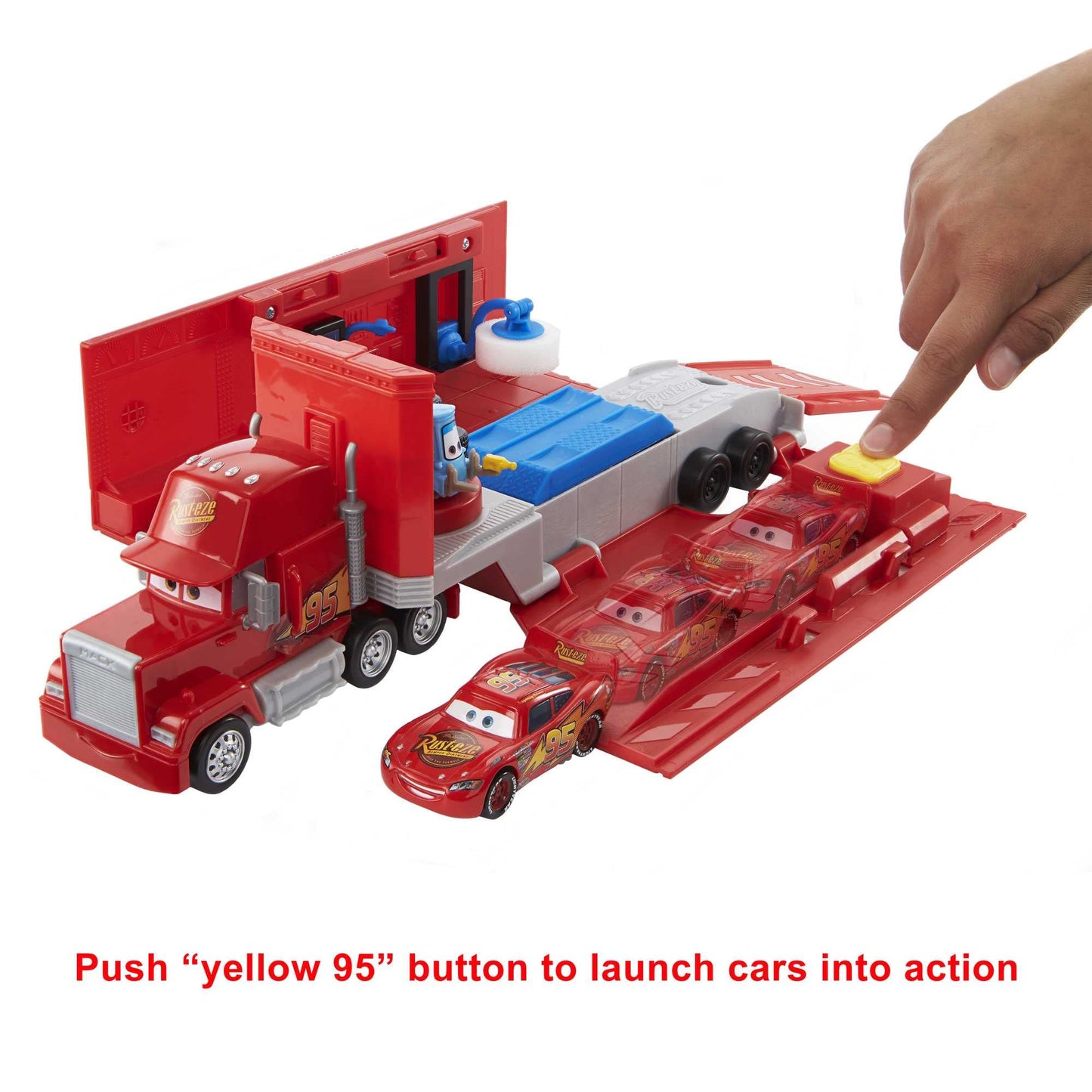 Mattel Disney and Pixar Cars Transforming Mack Playset, 2-in-1 Toy Truck & Tune-Up Station with Launcher, Lift & More, Movie-Inspired Graphics, Gift for Kids Ages 4 Years Old & Up