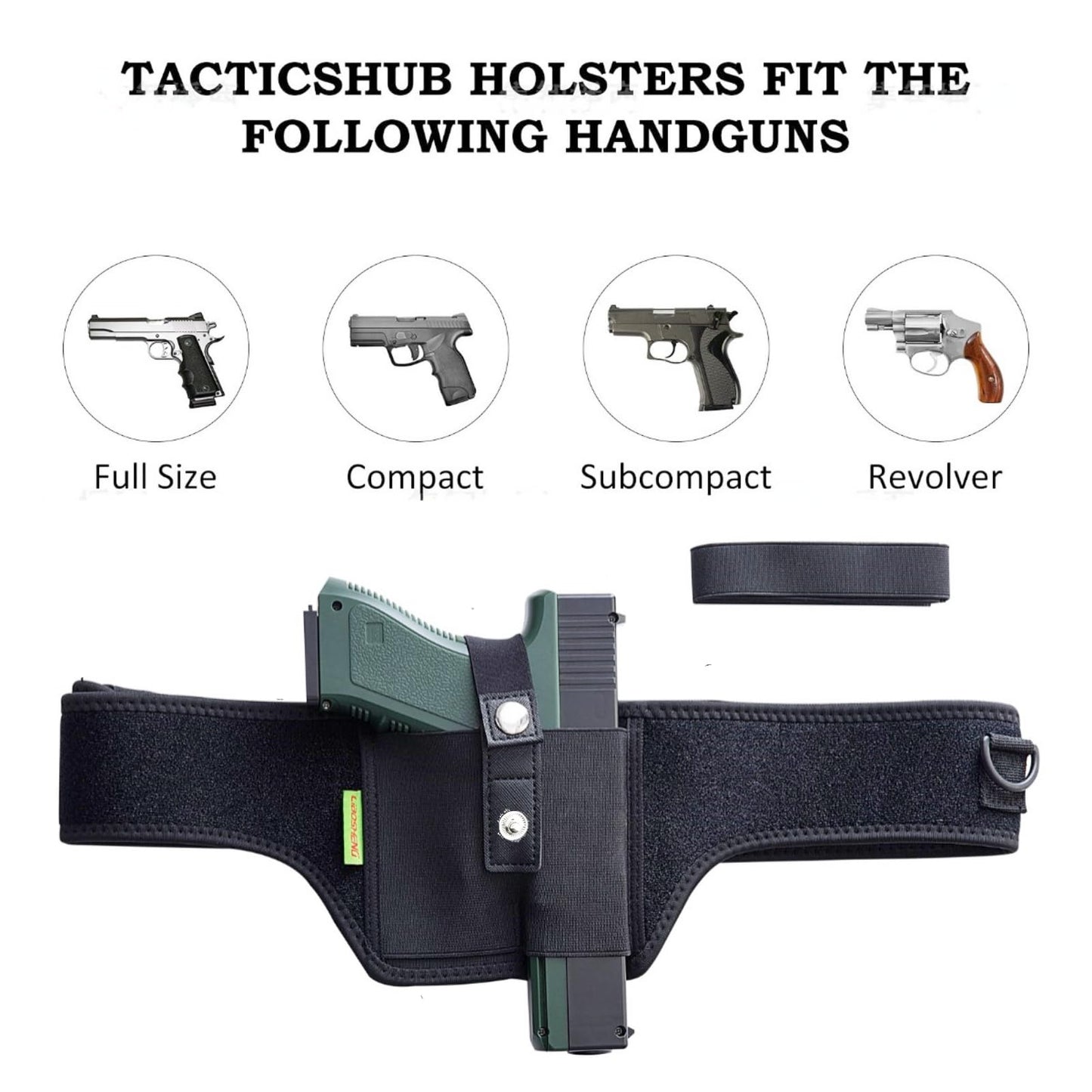 Quick Draw Shoulder Holster - Belly Band Holster for Everyday Comfortable Concealed Carry for Small, Compact and Other Similar Gear, Right Handed, Black 39"
