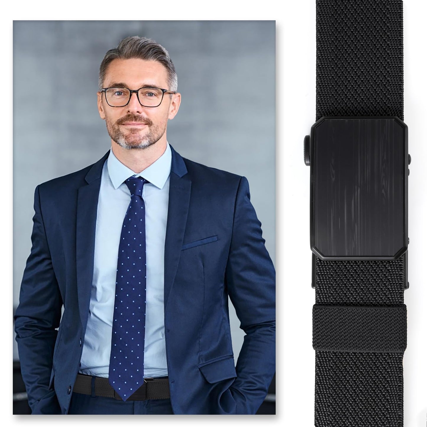 HASHIJI Auto Lock Ratchet Belt for Men | Elegant Dressing Belt Buckle | 1.5" Wide Elastic Nylon Tactical Belts Thicker | Black color 2X-Large for Waist 36"-40"