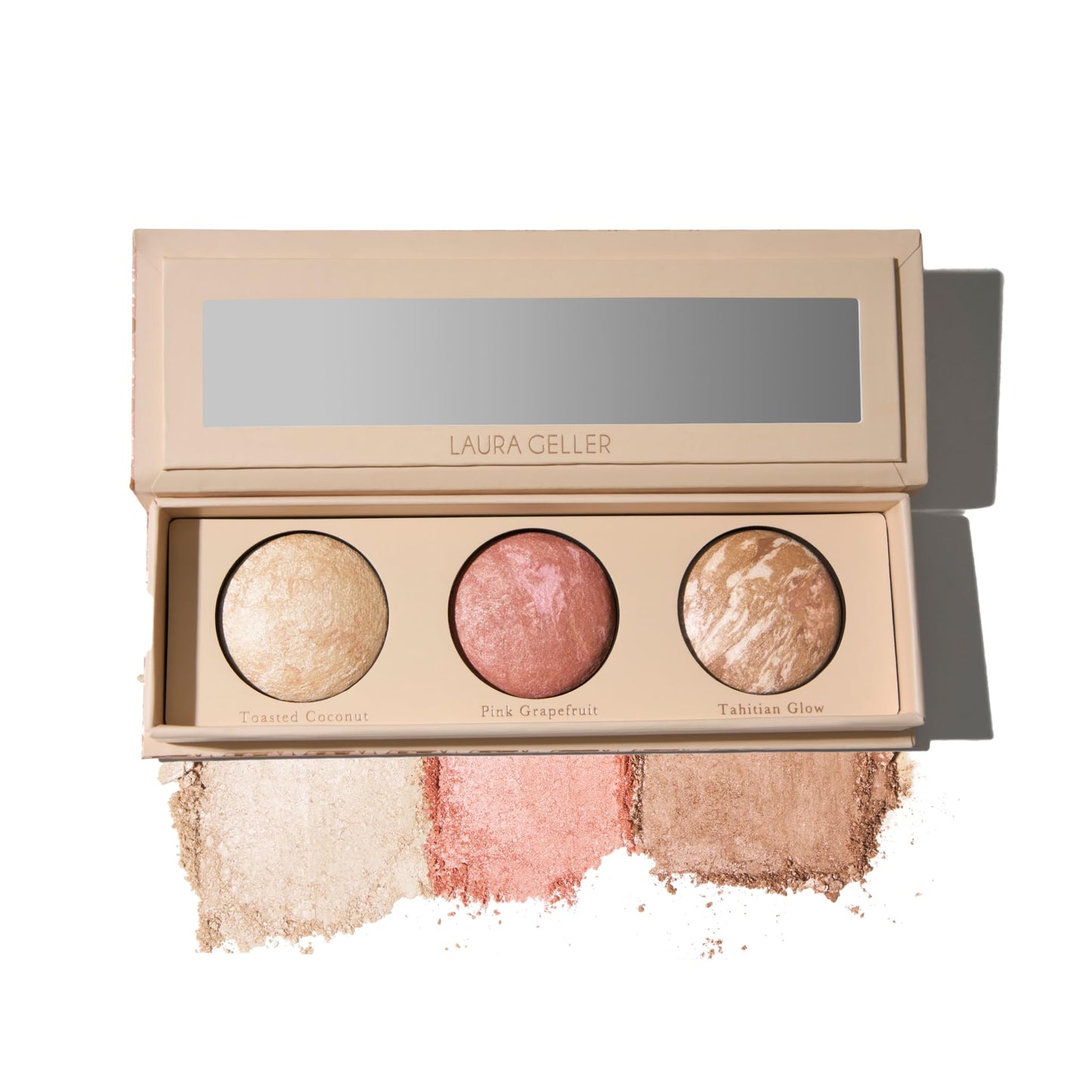 LAURA GELLER NEW YORK Geller's Greatest Lift-n-Glow Baked Trio Palette - Highlighter, Blush, Bronzer - All Skin Tones