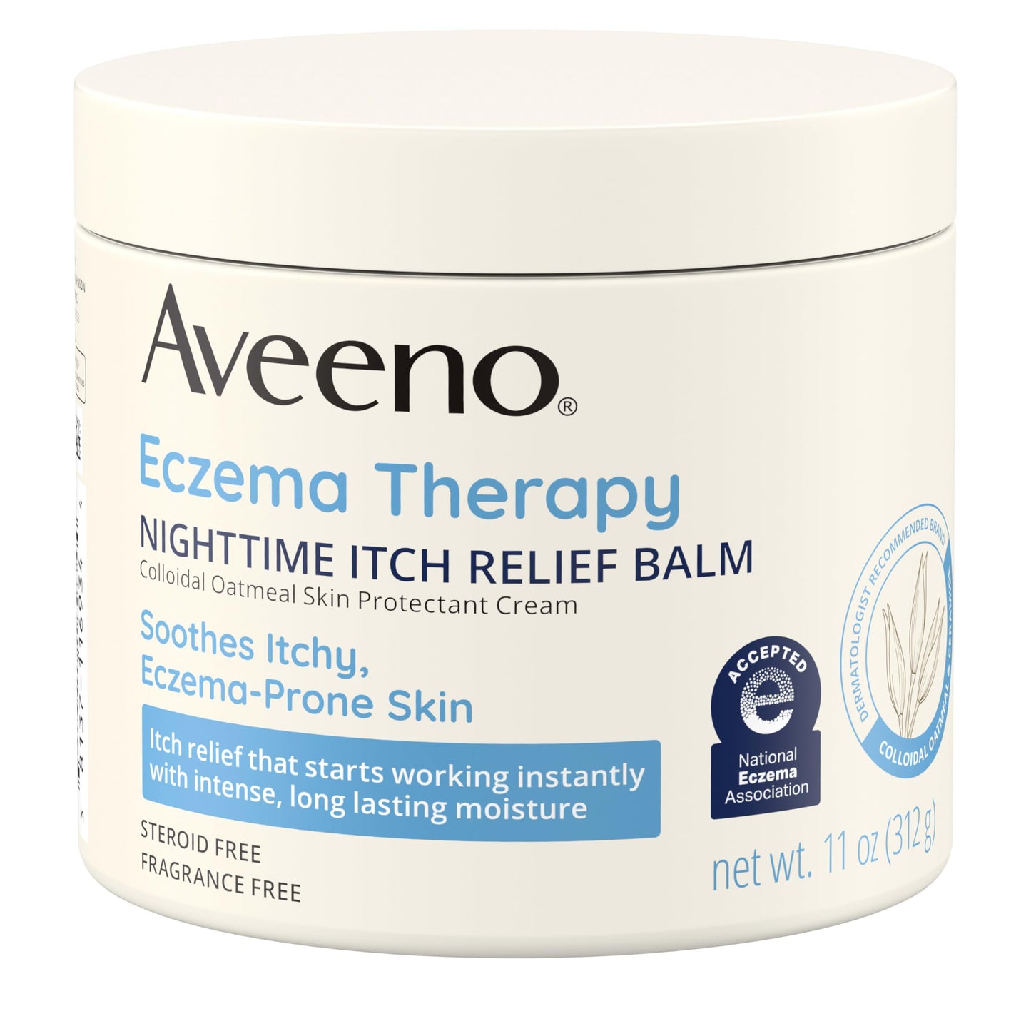 Aveeno Eczema Therapy Nighttime Itch Relief Balm, Eczema Cream for Body, Moisturizing Colloidal Oatmeal & Ceramide Formula, Fragrance, Soothing Dry Itchy Skin, 11 fl oz