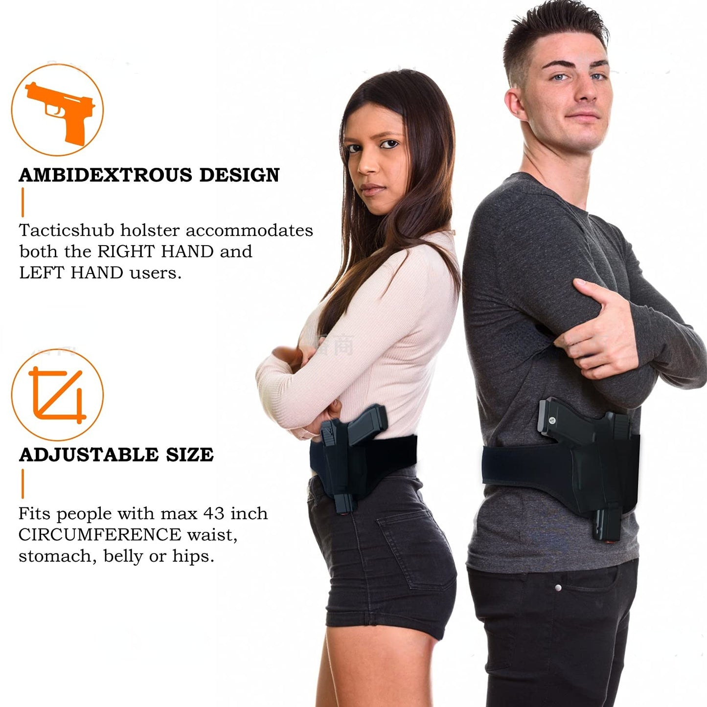 Quick Draw Shoulder Holster - Belly Band Holster for Everyday Comfortable Concealed Carry for Small, Compact and Other Similar Gear, Right Handed, Black 39"