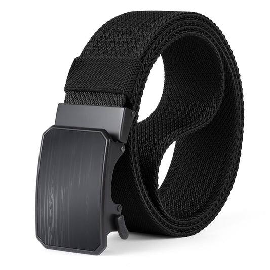 HASHIJI Auto Lock Ratchet Belt for Men | Elegant Dressing Belt Buckle | 1.5" Wide Elastic Nylon Tactical Belts Thicker | Black color 2X-Large for Waist 36"-40"