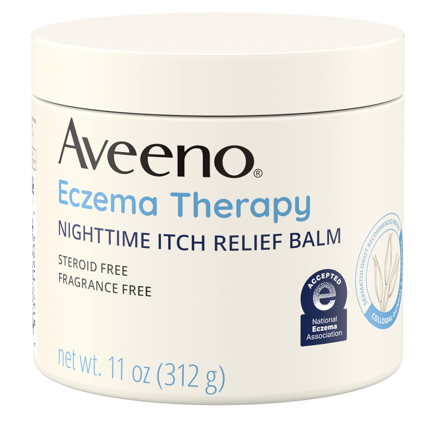 Aveeno Eczema Therapy Nighttime Itch Relief Balm, Eczema Cream for Body, Moisturizing Colloidal Oatmeal & Ceramide Formula, Fragrance, Soothing Dry Itchy Skin, 11 fl oz