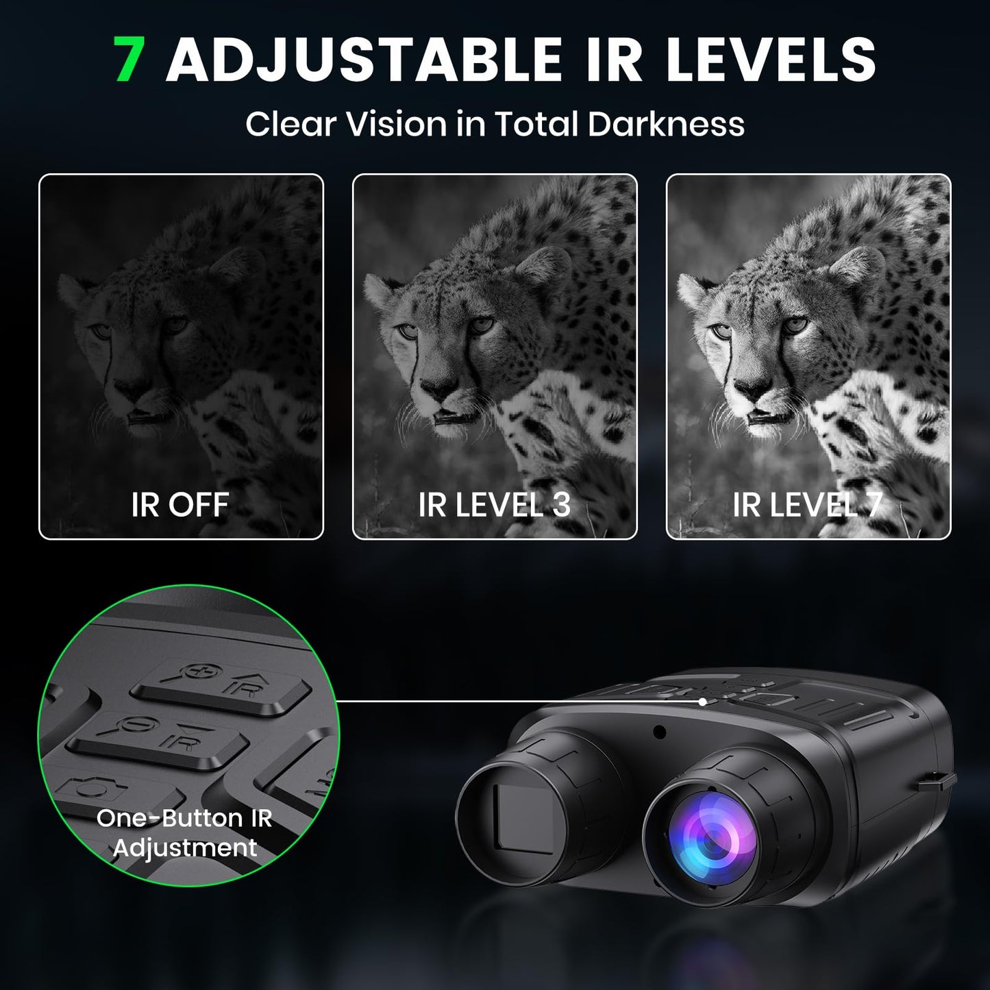 HEXEUM Night Vision Goggles, 4K Night Vision Binoculars for Adults with 5000mAh Battery, 3" HD Screen & 32GB Card for Hunting, Wildlife Observation, Security