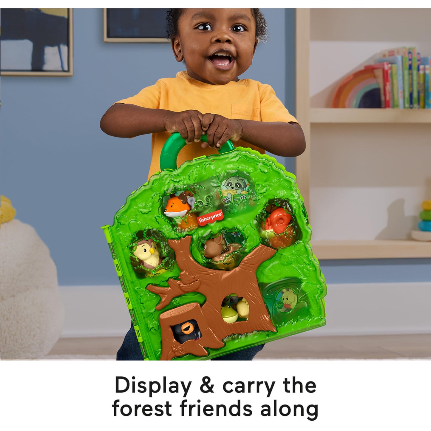 Fisher-Price Little People Toddler Toy Forest Friends Carry Case Playset with Animal Figures for Pretend Play Kids Ages 1+ Years