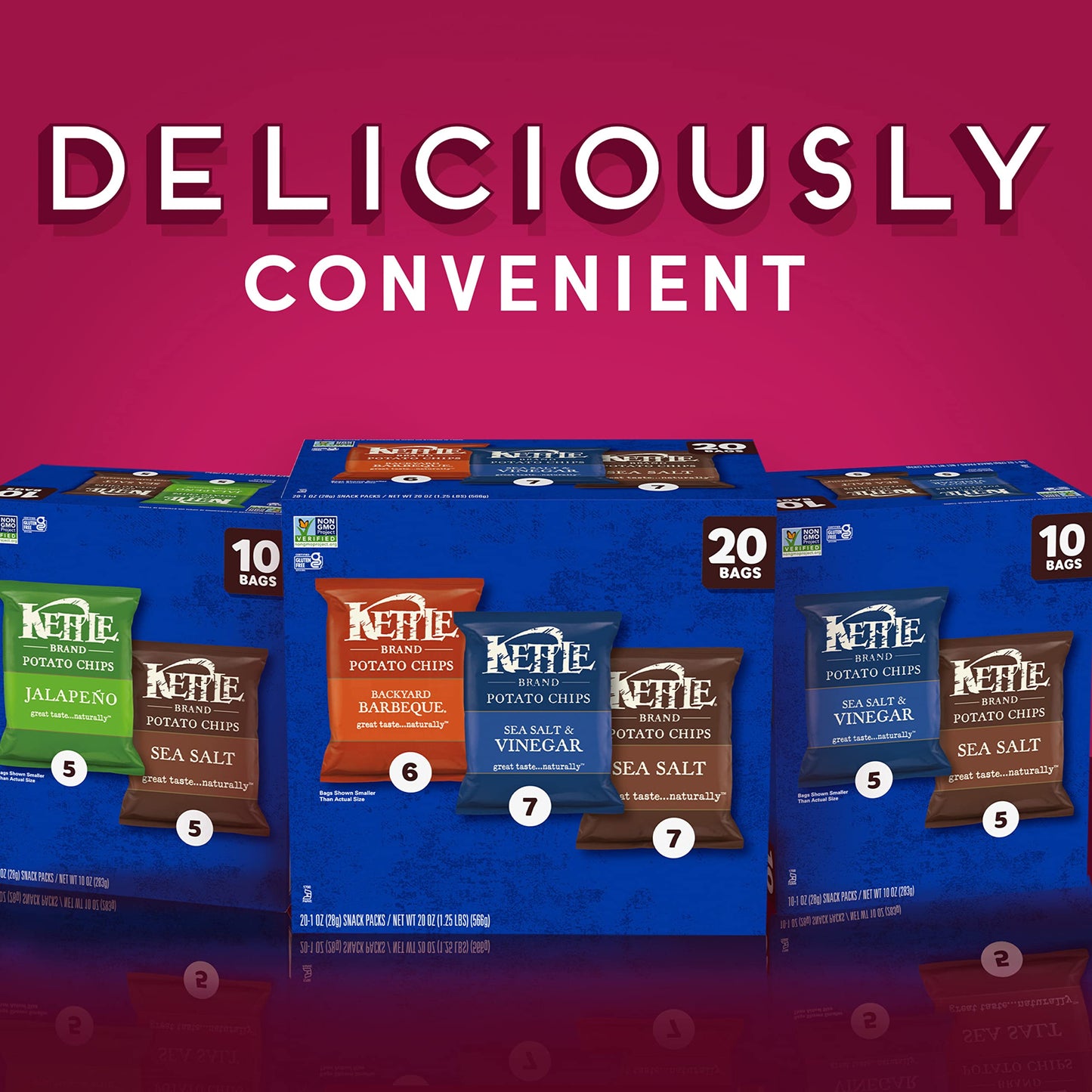 Kettle Brand Potato Chips Variety Pack, 1 Oz, 20 Ct