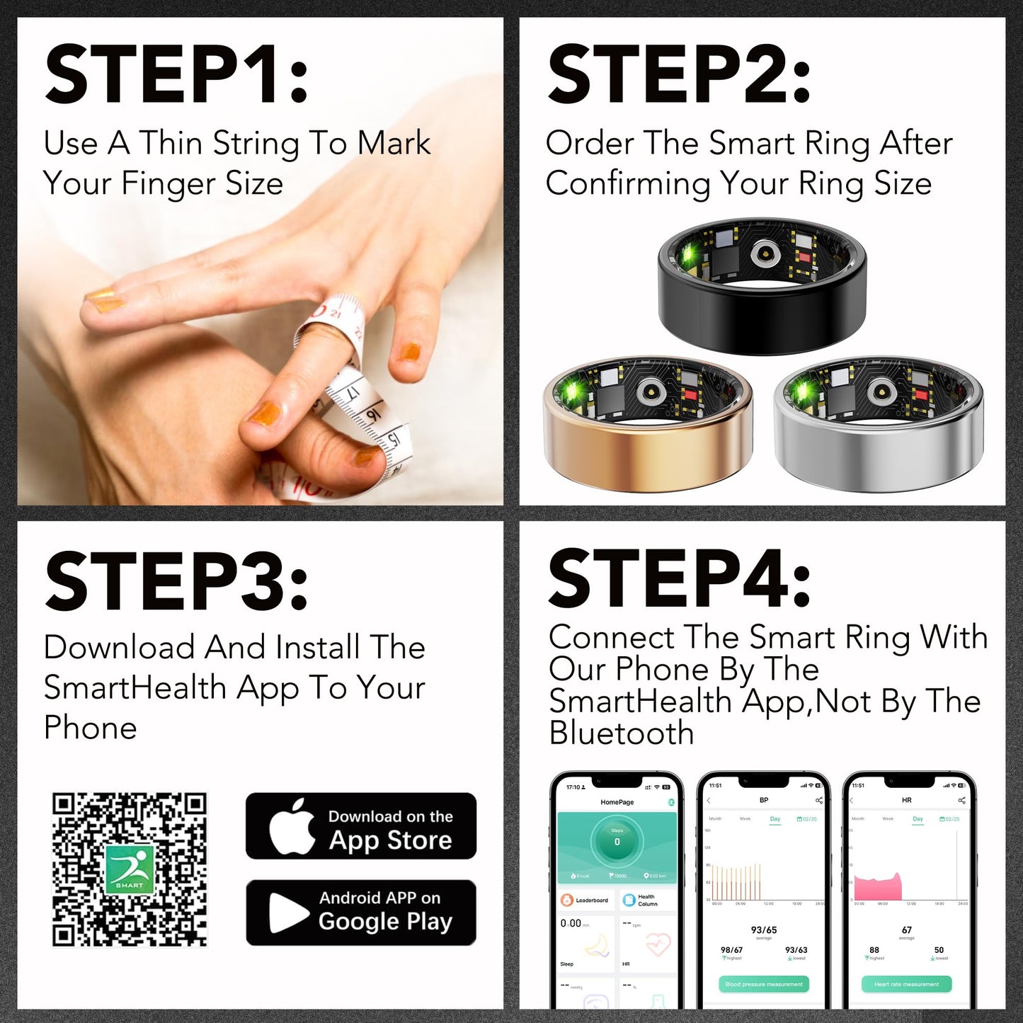 Smart Health Ring for Women Men Fitness Tracker with Heart Rate, Blood Oxygen, Blood Pressure, Sleep Monitoring, Step Counting, IP68 Waterproof for iOS and Android, No Subscription Fee, Rose Gold 8