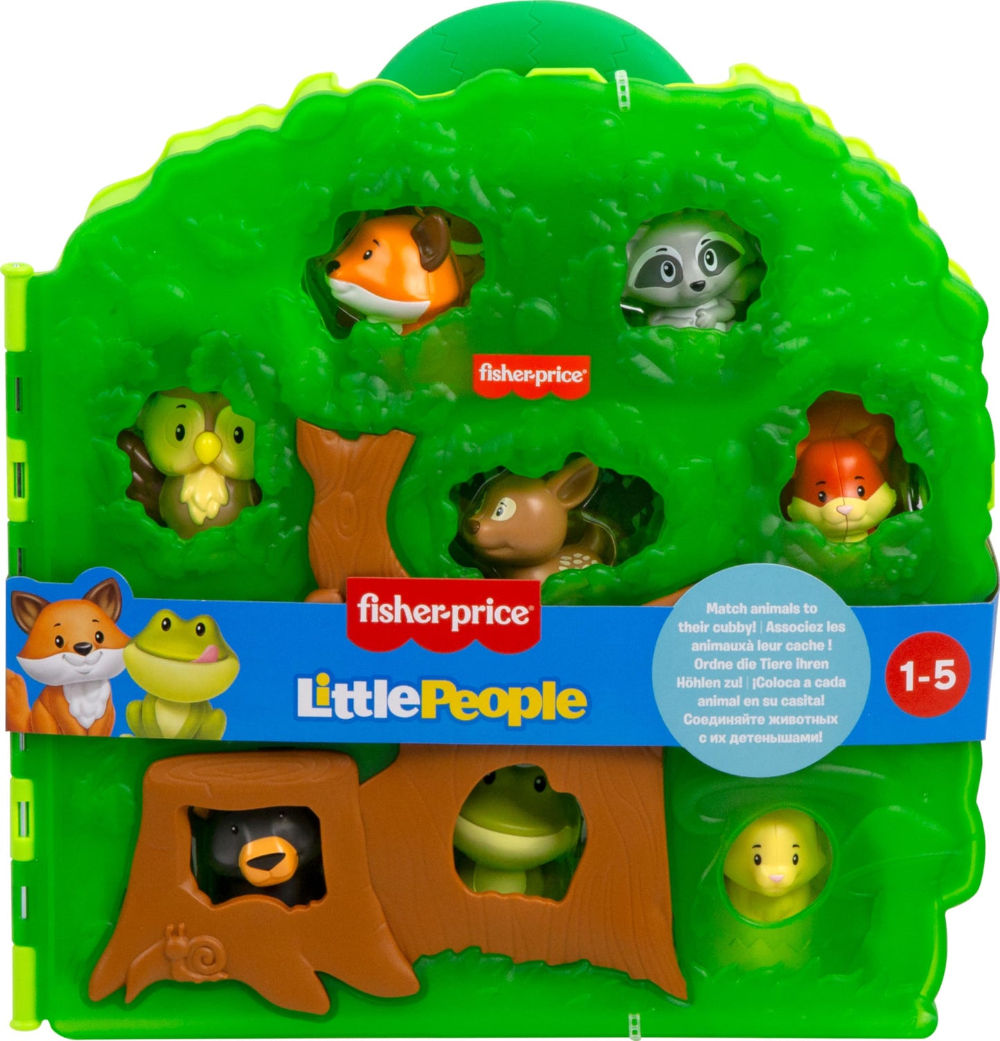 Fisher-Price Little People Toddler Toy Forest Friends Carry Case Playset with Animal Figures for Pretend Play Kids Ages 1+ Years
