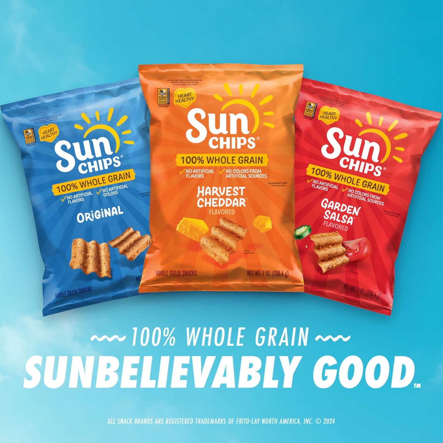 SunChips 100% Whole Grain Chips, Variety Pack, 1 oz Bags, Pack of 21, No Artificial Flavors, No Colors from Artificial Sources