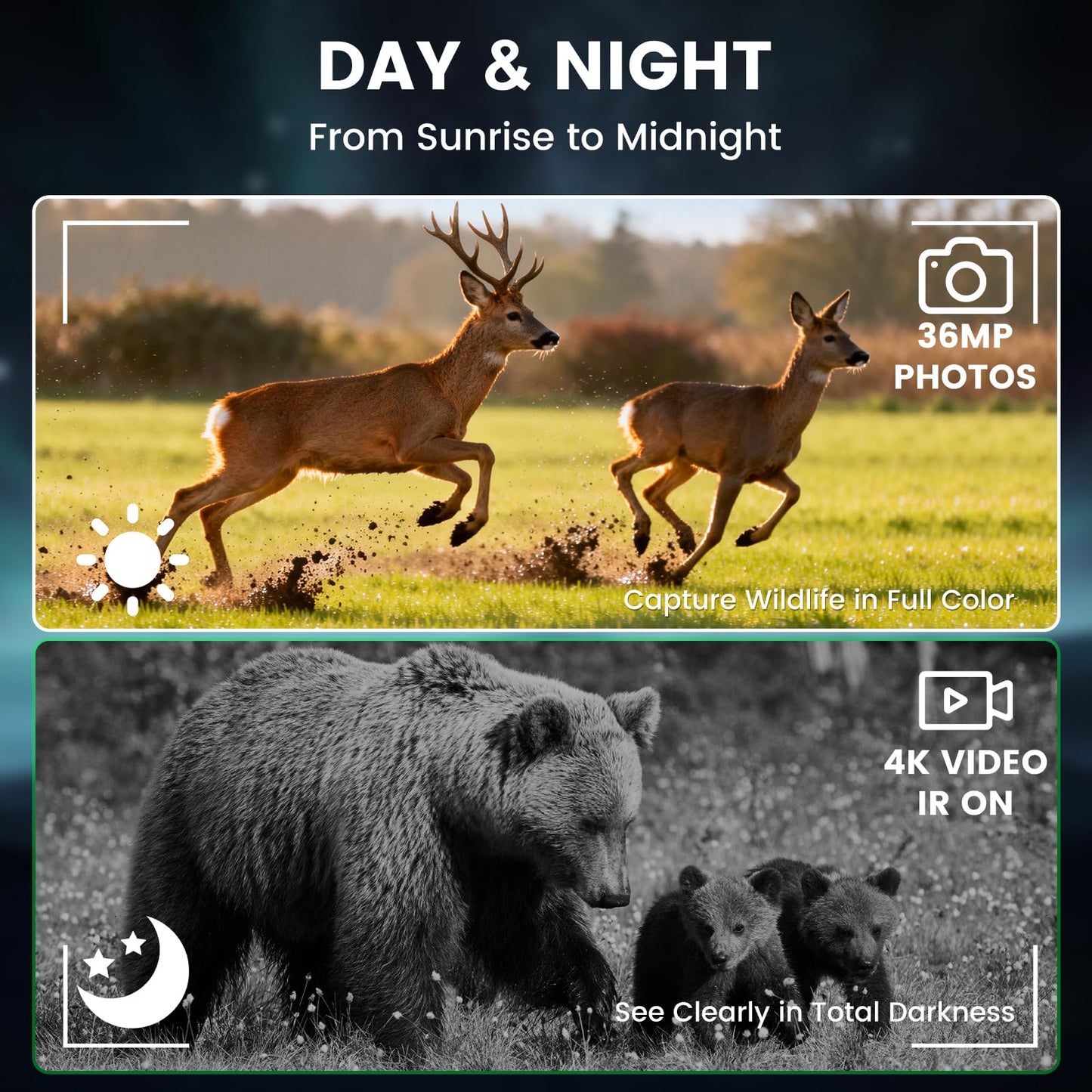 HEXEUM Night Vision Goggles, 4K Night Vision Binoculars for Adults with 5000mAh Battery, 3" HD Screen & 32GB Card for Hunting, Wildlife Observation, Security