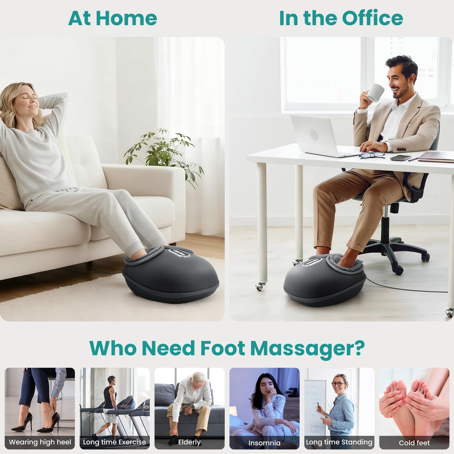 Nekteck Shiatsu Foot Massager with Heat [2026 Upgraded], Valentines Day Gifts for Him Her Relaxation Tools, FSA Eligible Deep Kneading Therapy Air Compression, HSA Feet Massage for Plantar Fasciitis