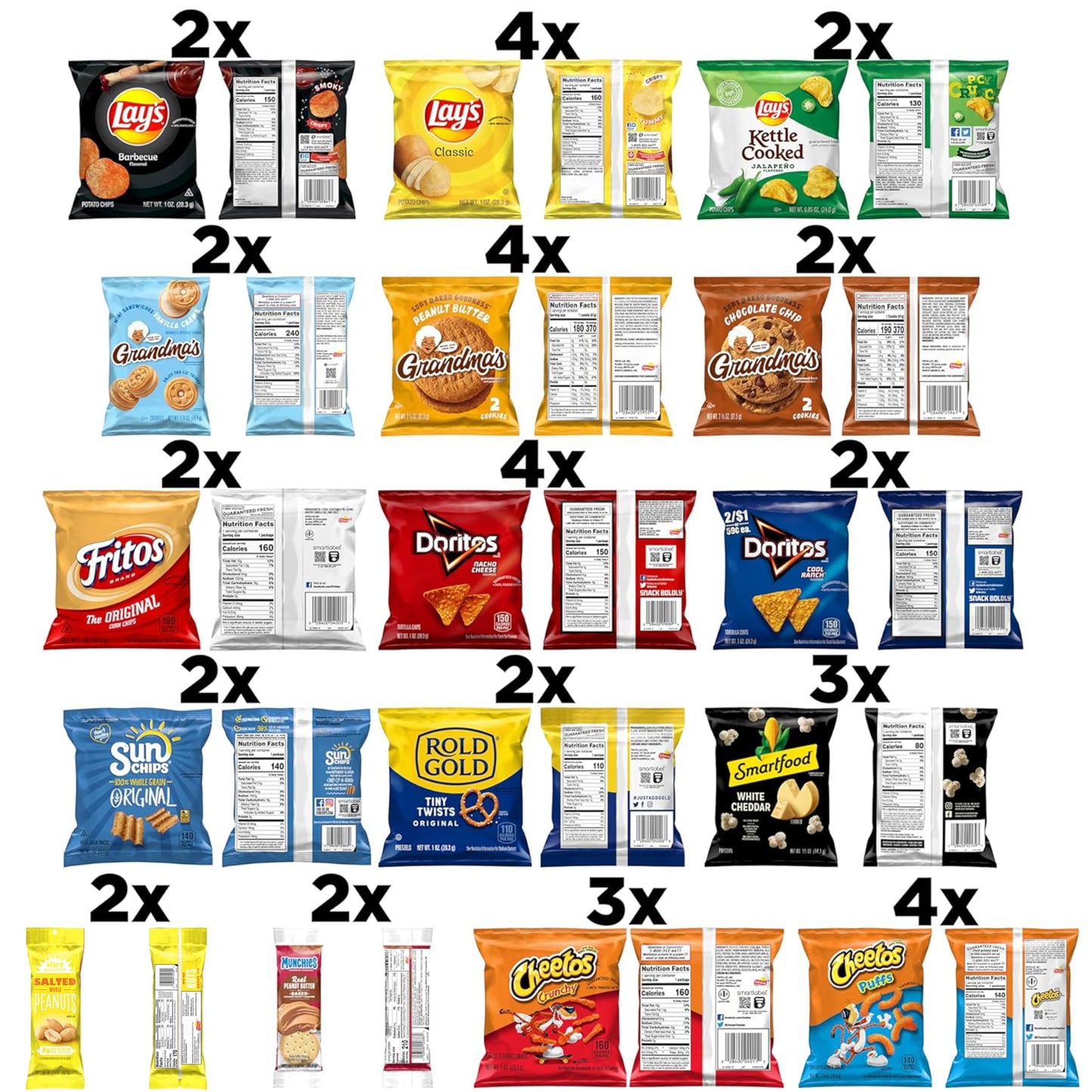 Frito-Lay Ultimate Classic Snacks Package, Variety Assortment of Chips, Cookies, Crackers, & Nuts, 0.56 ounces, (Pack of 40) (Packaging May Vary)