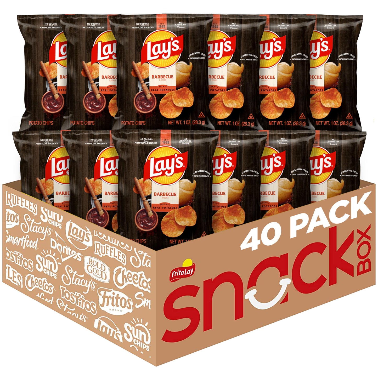 Lay's Barbecue Flavored Potato Chips, 1 oz Bags, (40 Pack) (Packaging and Formula May Vary)