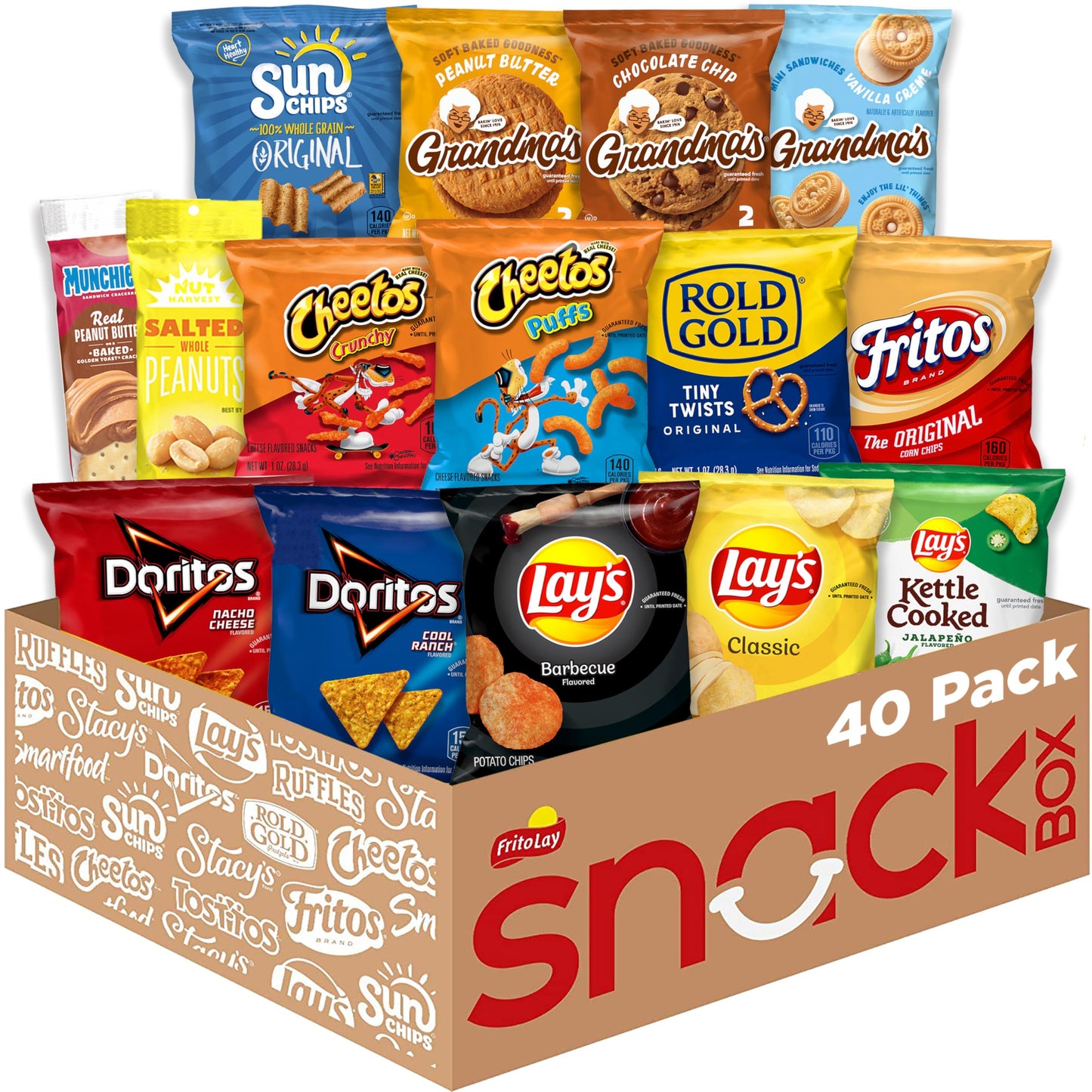 Frito-Lay Ultimate Classic Snacks Package, Variety Assortment of Chips, Cookies, Crackers, & Nuts, 0.56 ounces, (Pack of 40) (Packaging May Vary)
